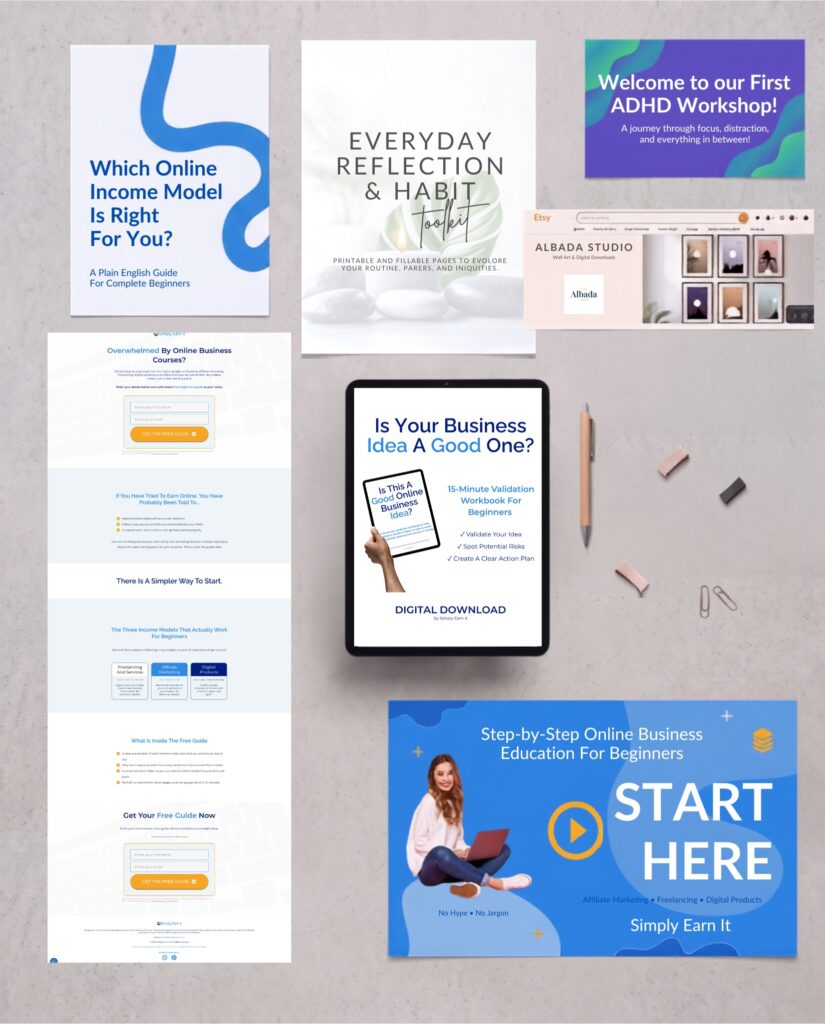 Examples of digital products and marketing content assets